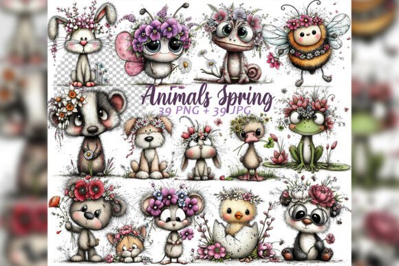 Download Whimsical Floral Animals Spring Clipart - Floral animals Collection