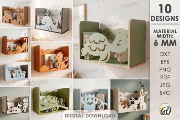Download 3D Kids Wall Shelves Bundle Laser Cut - Kids wall Collection