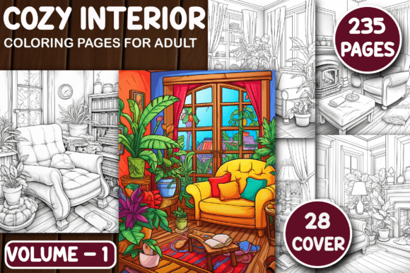 Download 235 Cozy Interior Coloring Pages V - 1 - Cozy interior Collection