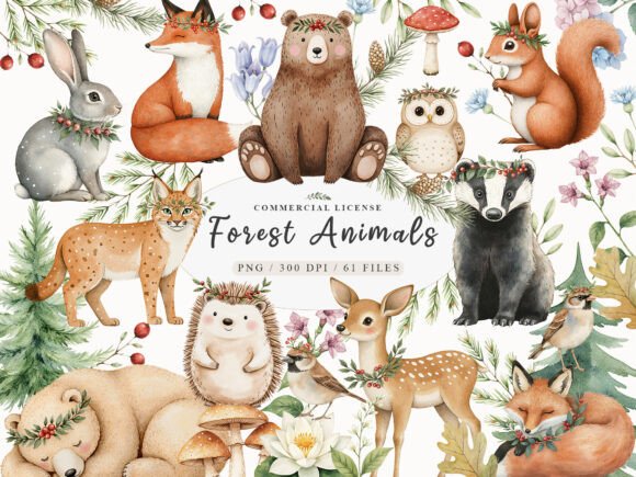 Download Boho Woodland Baby Floral Animals Png - Floral animals Collection