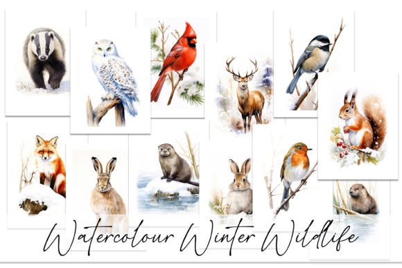 Download Watercolour Winter Wildlife Digital Art - Winter Collection