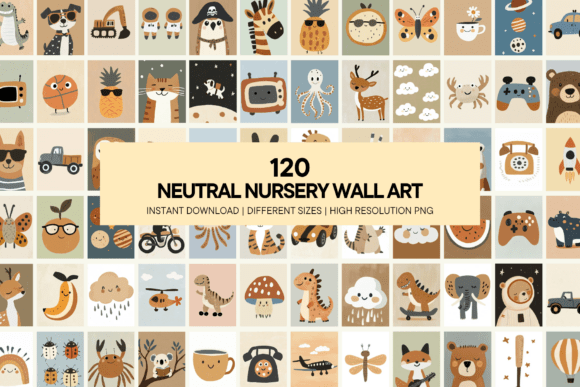 Download Neutral Kids Wall Art Nursery Printable - Kids wall Collection