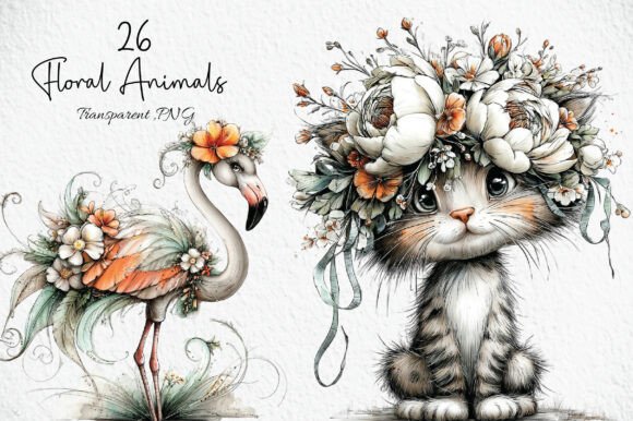 Download Floral Animals Clipart Bundle - Floral animals Collection