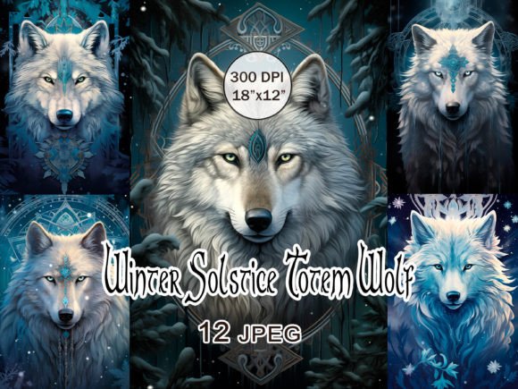 Download Winter Solstice Tribal Wolf JPEG Clipart - Winter Collection