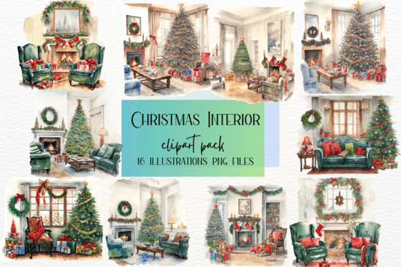 Download Watercolor Christmas Cozy Interior - Cozy interior Collection