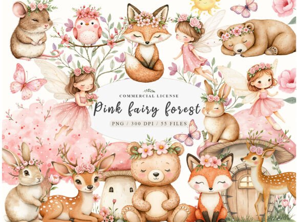 Download Watercolor Garden Fairies Floral Animals - Floral animals Collection