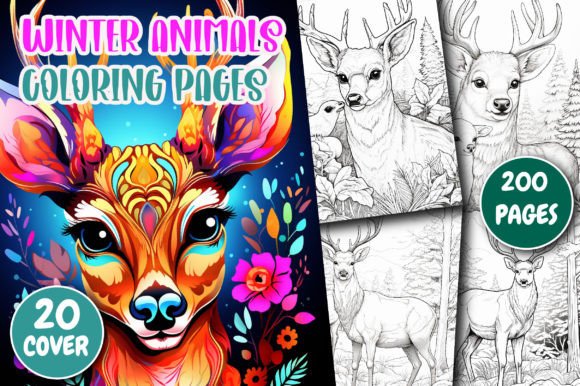 Download 200 Winter Animal Coloring Pages Vol - 1 - Premium Bundle