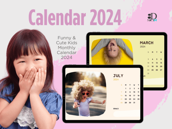 Download Cute and Fun Kids Wall Calendar 2024 - Premium Resources