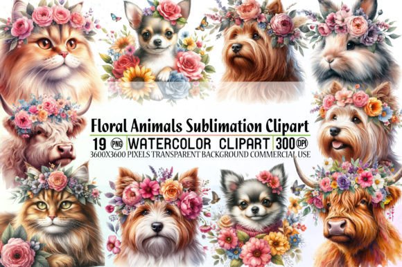 Download Floral Animals Sublimation Clipart - Floral animals Collection